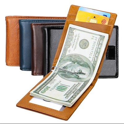 RFID Blocking Card Billfold , Money Clip Leather Front Pocket Wallet , Credit Card holder Organizer