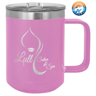 Light Purple Polar Camel 15 oz Coffee Mug Vacuum Insulated with Slider Lid- Laser Engraved