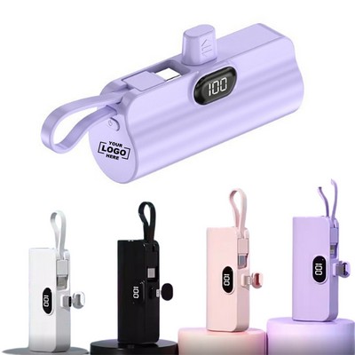 Mini Capsule Power Bank with Built-in Cable