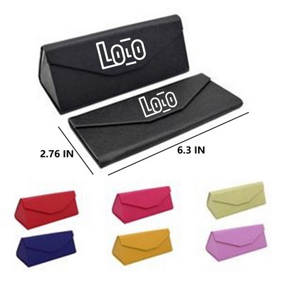Triangle Leather Magnetic Folding Sunglasses Case