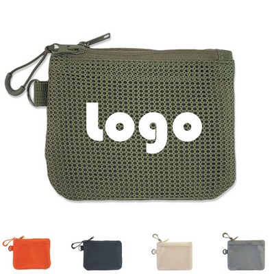 Dual-Layer Mesh Zipper Wallet with Wristlet