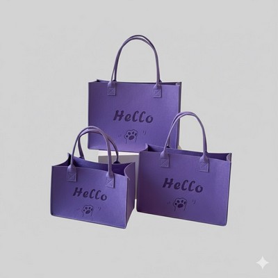 Minimalist Felt Tote Bag Premium Solid Color Gift Bag Stylish Reusable Handbag & Soft-Touch