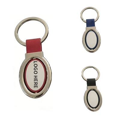 Dual-Tone Oval Swivel Keychain