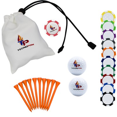 Domed Poker Chip Pouch Pack Golf Essentials Gift Set