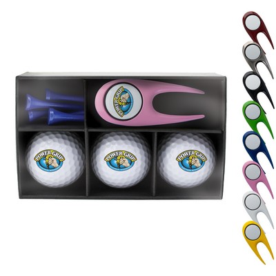 Golf Essentials Combo Box — Golf Ball, Divot Tool & Tees