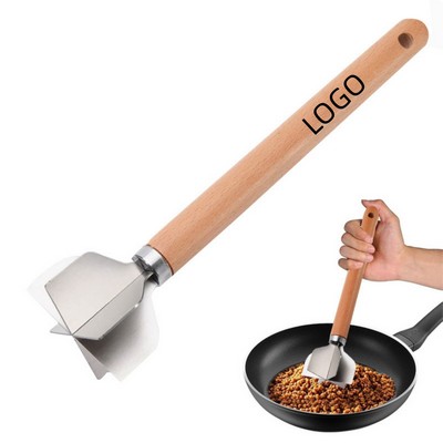 Stainless Steel Meat Chopper With Wooden Handle