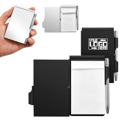 Metal Pocket Notebook with Pen and Refillable Paper