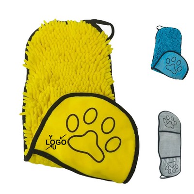 Chenille Dog Towel with Hand Pockets