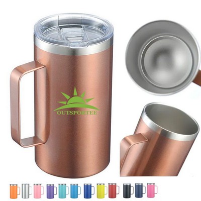 24oz Portable Travel Stainless Steel Coffee Mug With Handle