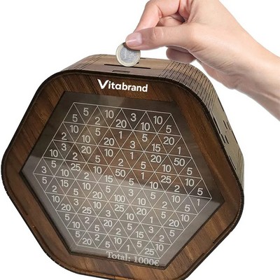 Decorative Wooden Piggy Bank Savings Box Number Targets