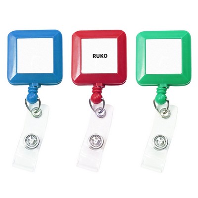 No-Twist Carabiner Retractable Badge Reel with Chrome Metal Border