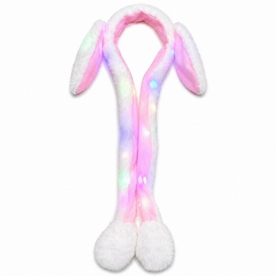 LED Light Up Moving Ear Plush Bunny Hat