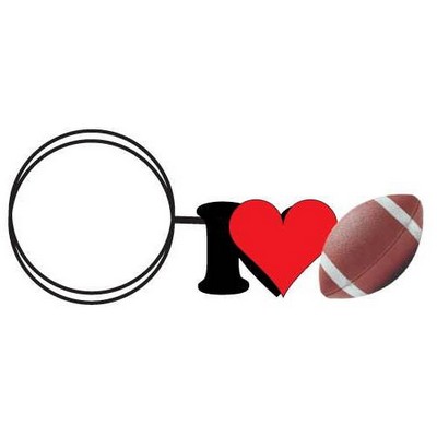 I Love Football Key Chain w/Clear Mirrored Back (8 Square Inch)