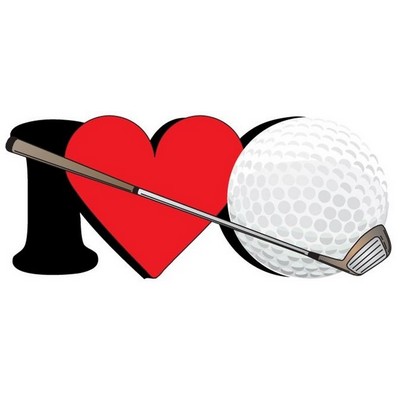 I Love Golf Magnet w/ Full Magnetic Back (3 Square Inch)