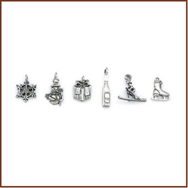 Set of 6 Winter Stock Wine Charms On Card