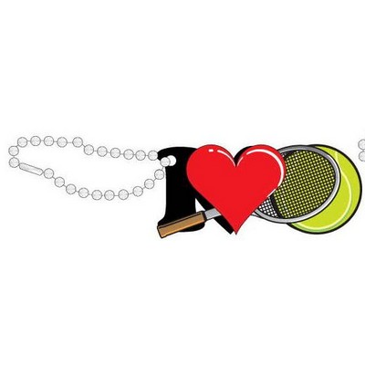 I Love Tennis w/ Racket Promotional Key Chain w/ Black Back (6 Square Inch)