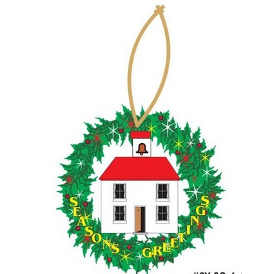 School House Executive Wreath Ornament w/ Mirrored Back (12 Square Inch)