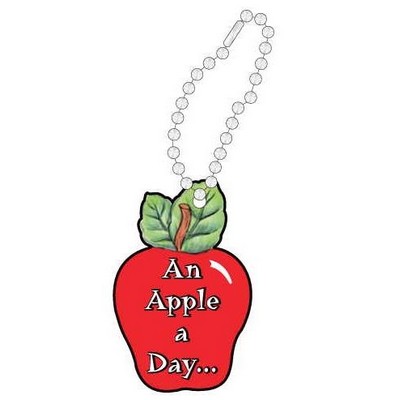 Apple w/ Daily Apple Slogan Key Chain w/ Black Back (3 Square Inch)