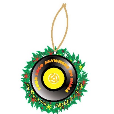 Rpm Record Promotional Wreath Ornament w/ Black Back (3 Square Inch)