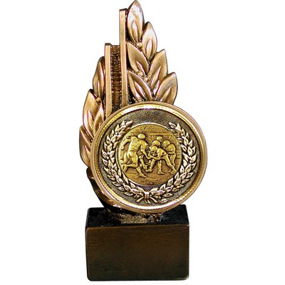 Stock Laurel 9" Trophy with 2" Football Coin and engraving plate