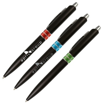 Matte Barrel Ballpoint Pen w/Colored Band in Center
