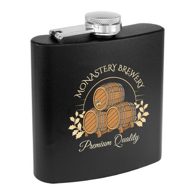 6oz. Matte Black Powder Coated Stainless Steel Flask