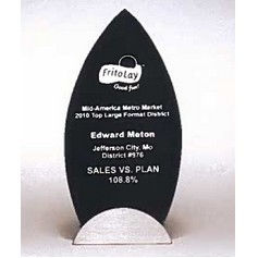 Flame Series Glass Award w/Gunmetal Finish Base (3.75"x 8.625")