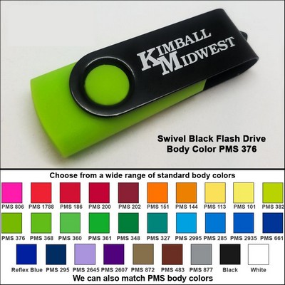 256 MB Swivel Black/Light Green Flash Drive