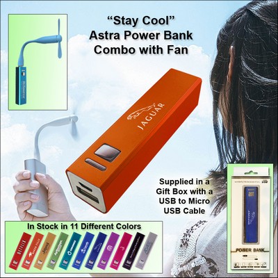 Orange 2000 mAh Astra Power Bank Combo w/Fan