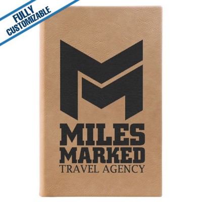 Light Tan Leatherette - 5.25X8.25" Lined Journal Notebook With Page Marker