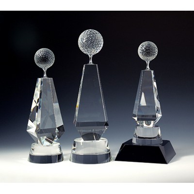 Golf Tower Optical Crystal Award/Trophy 12.5"H - Variant B