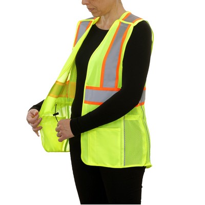 Reflective Apparel™ Women's Hi-Vis Contrasting Trim Safety X-Back Vest