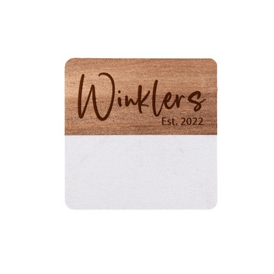 Acacia Wood and Marble Coaster