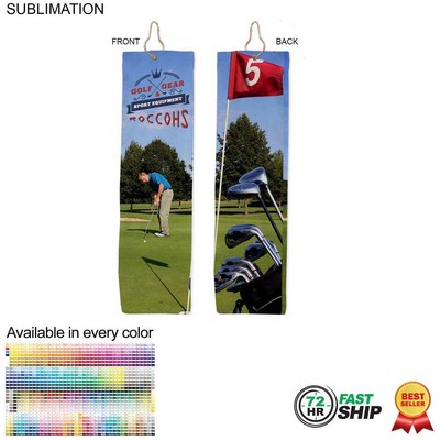 72 Hr Fast Ship - Plush Velour Terry Cotton blend Golf Towel, Trifold, (5"x18")