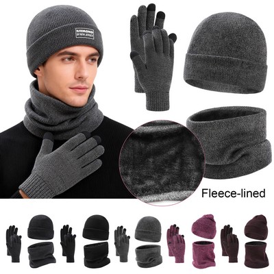 Scarf Gloves Hat (3 Piece Knit Set)