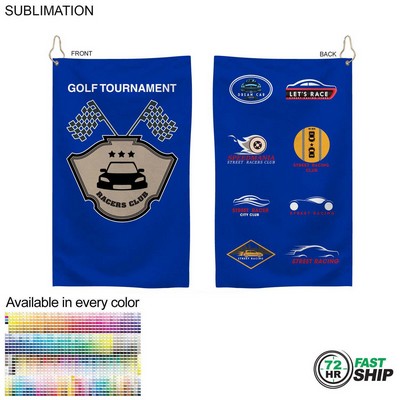 72 Hr Fast Ship - Colored Microfiber Dri-Lite Terry Golf Towel, NoFold, Sublimated 2 Side (15"x25")