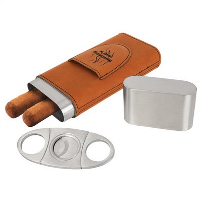 Rawhide Leatherette Cigar Case with Cutter