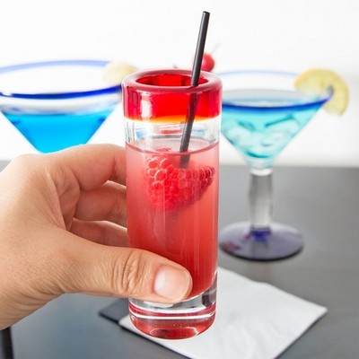 Laser Engraved Libbey® 92301R Aruba 3 oz. Shooter Glass with Red Rim
