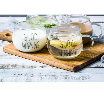 350ml Creative good morning Pattern Drink ware Glass Coffee Mug