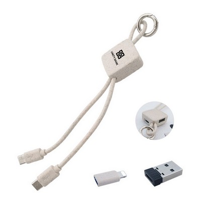 Eco Wheat Straw 4" 1 Fast Charging Cable Keychain