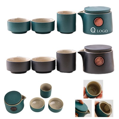 4-Piece Portable Ceramic Travel Tea Set