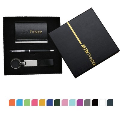3Pcs Gift Box: Key Chain, Ballpoint Pen & Business Card Case
