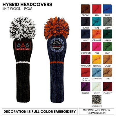 Knit Wool Hybrid Golf Club Headcover Your Logo Embroidered