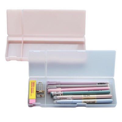 Simple Plastic Frosted Clear One or Two Compartment Pencil Case Box
