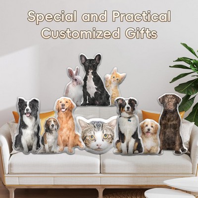 15'' to 20" Custom Pet Pillow with Photo Personalized Photo Shaped Dog Cat Face Pillow