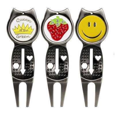 Cute metal golf ball fork