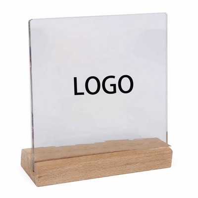Clear Acrylic Display Stand with Wood Base
