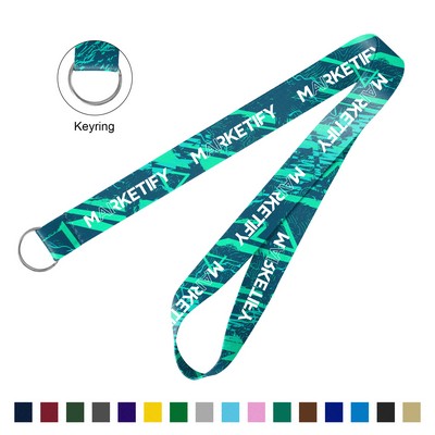 3/4" Full Color Dye-Sublimated Lanyard With Metal Split-Ring