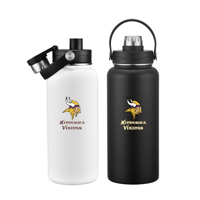 Union Printed - 34 oz Vacuum Water Bottle w/ Screw-on lid & Handle - Full Color