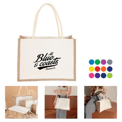 Sustainability Two-tone Linen Canvas Tote Bag
